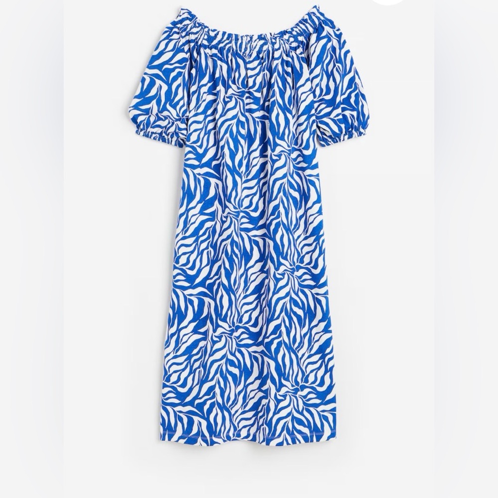 H&M Blue and White Patterned Dress